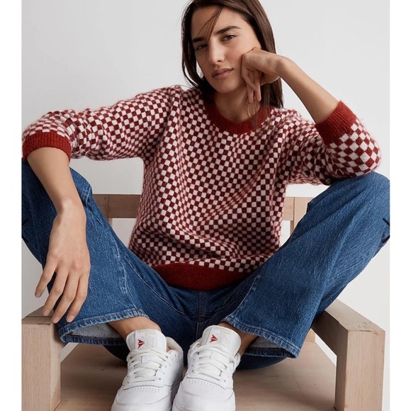 Madewell Checkerboard Jacquard Pullover Sweater - Picture 2 of 3